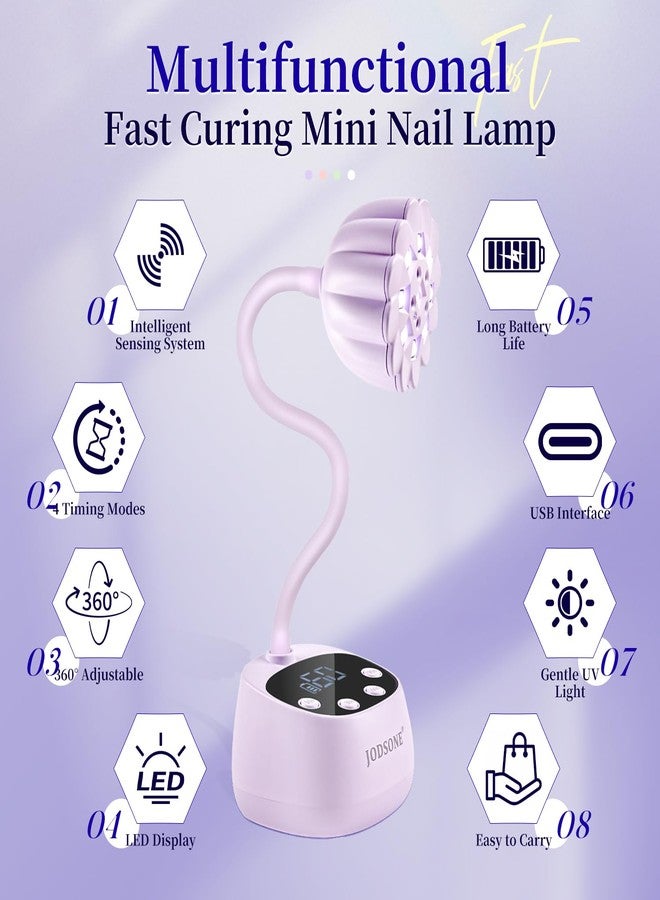 JODSONE Rechargeable Fast Curing U V Nail Lamp -Cordless Portable and Flexible Gooseneck for Gel Polish, Auto Sensor & 4 Timers Lavender Purple - Image 4